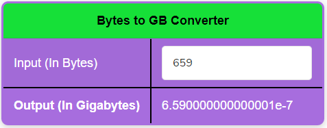 bytes to GB converter