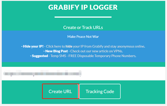 =click Create URL on Grabify