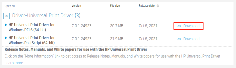download HP Printer driver