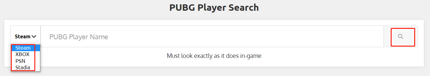 input PUBG player name