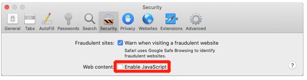 enable JavaScript on Safari