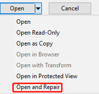 use the Open and Repair option in Word