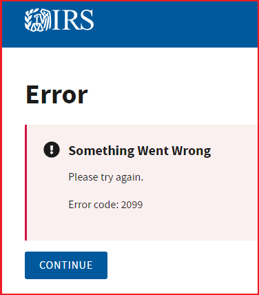 IRS error code 2099
