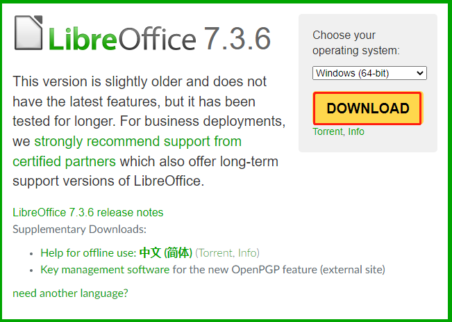 download Libre Office for Windows