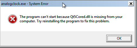 the program cant start because Qt5Core.dll is missing