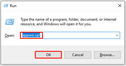 Enter the Uninstall or change a program window