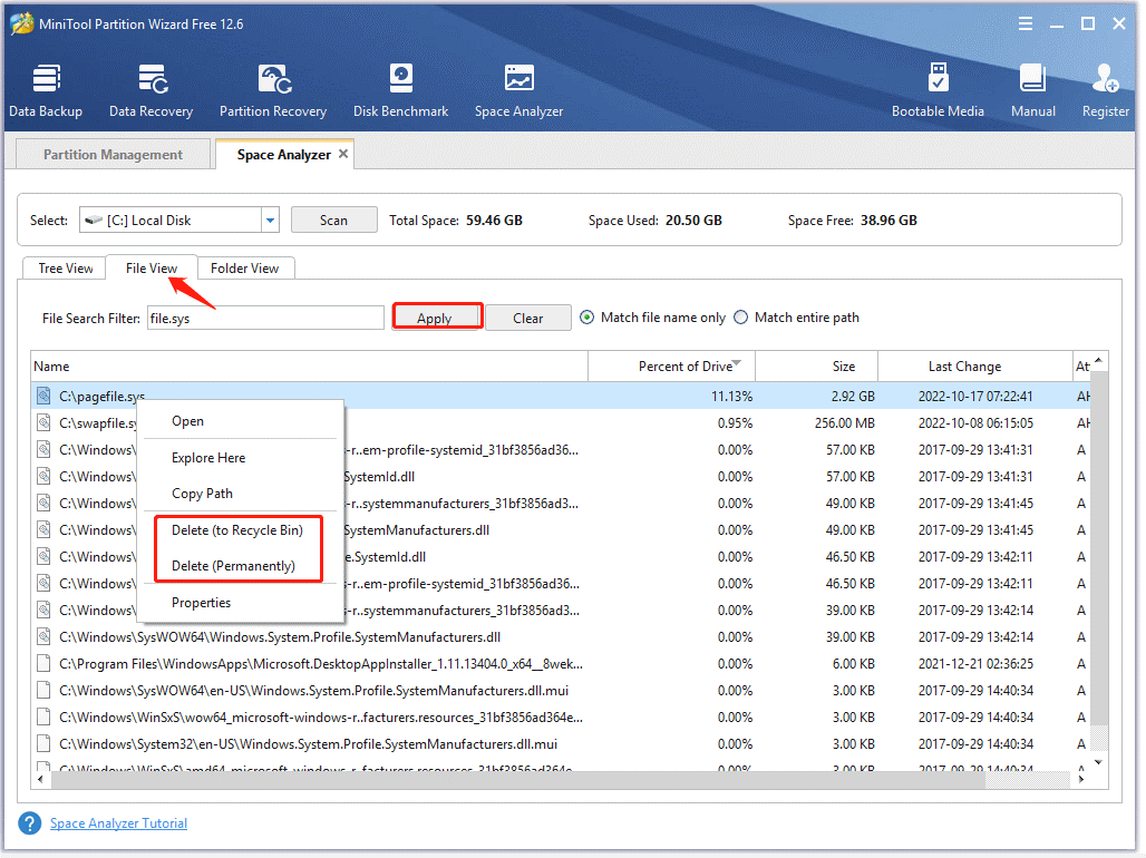 list files using MiniTool Partition Wizard