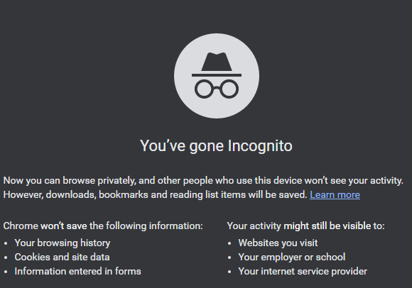 enable Incognito mode