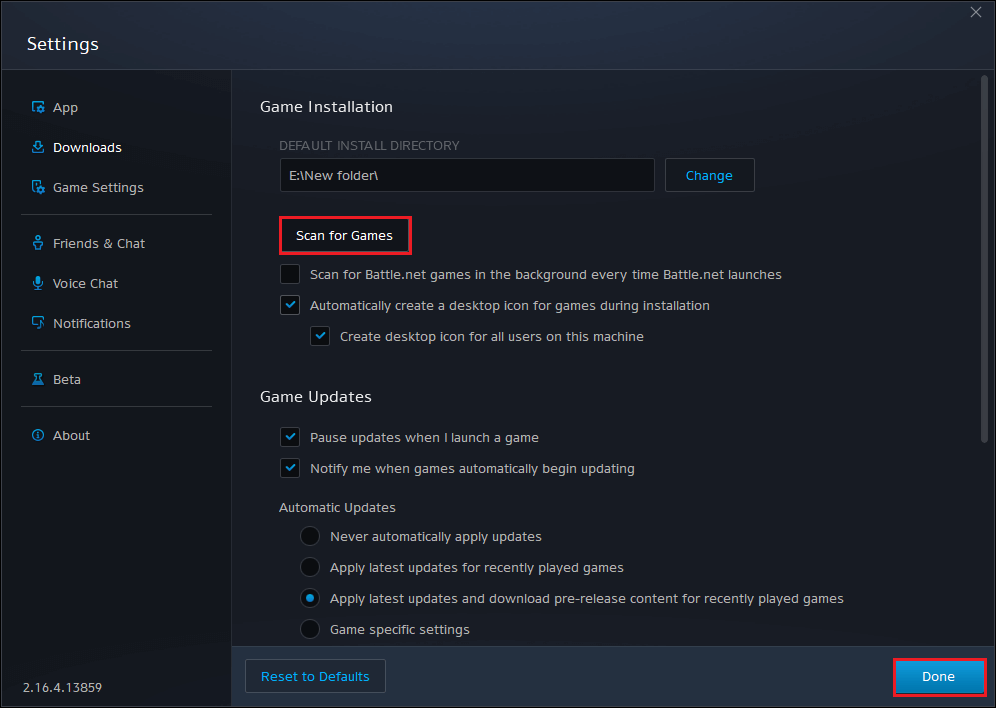 select scan for game to update the games