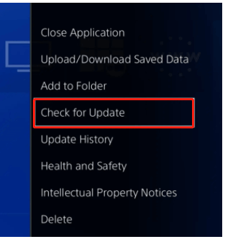 select Check for Update PS4