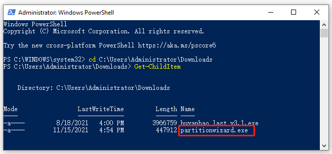 locate the exe file in PowerShell
