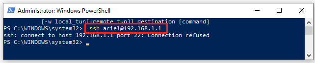 connect to a remote server using PowerShell SSH