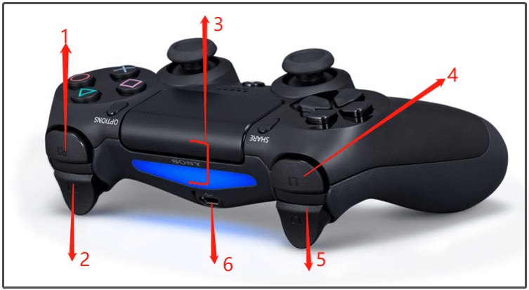 the top side of the PS4 controller