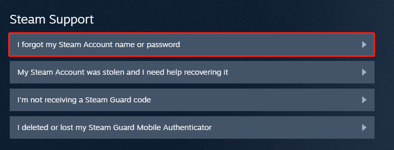 Click I forgot my Steam Account name or password