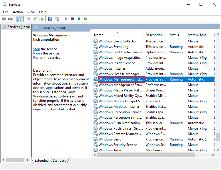 select Windows Management Instrumentation