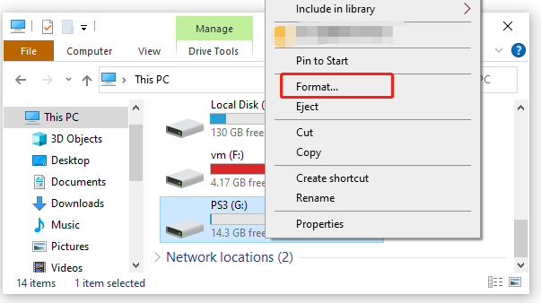 select Format in File Explorer