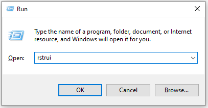 open the System Restore window from the Run dialog