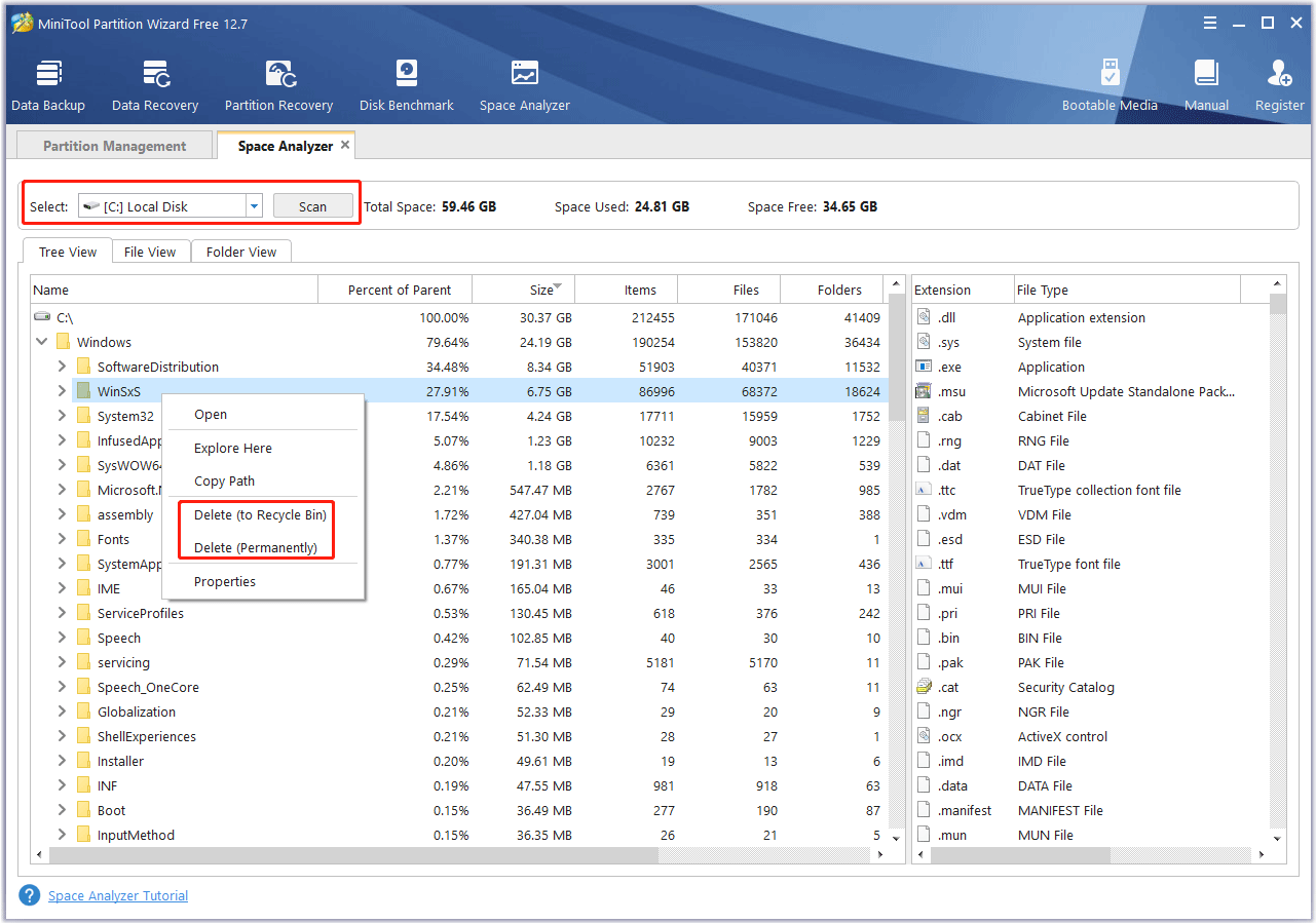 scan a partition and delete files