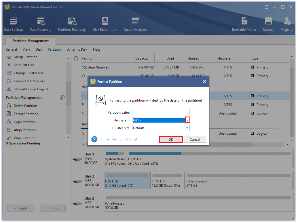 select file system and click OK
