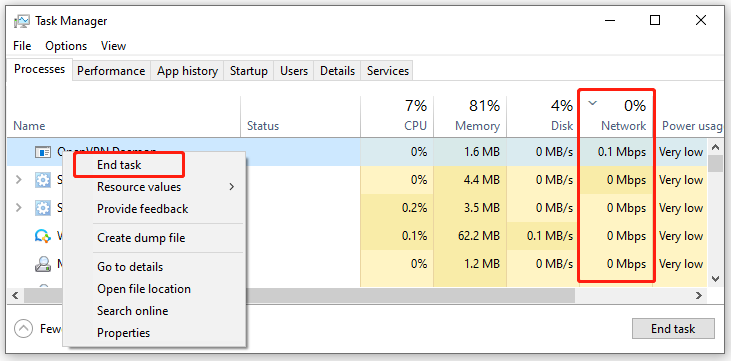 check the network activity in Task Manager
