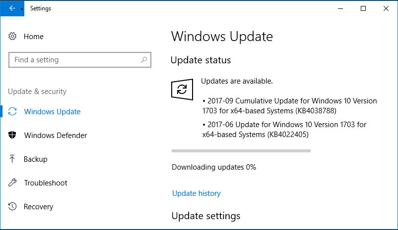 check downloading Windows update