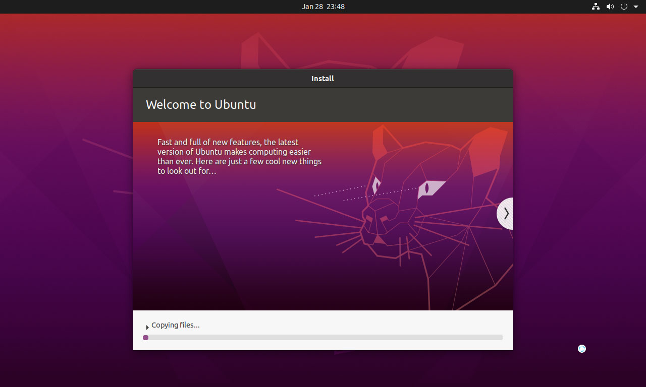 the Ubuntu VM installs automatically