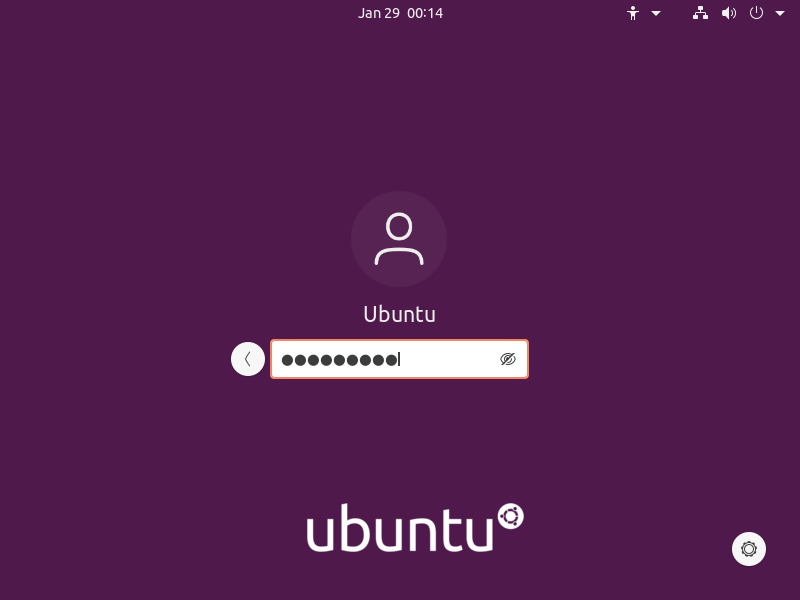 log in to Ubuntu