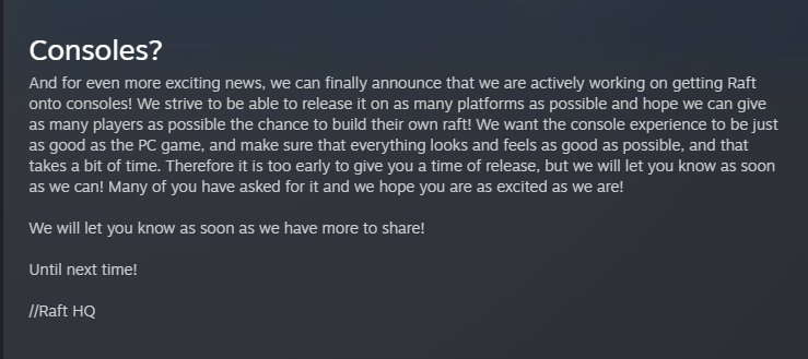 the announcement of Raft HQ