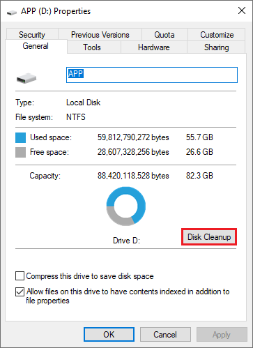 choose Disk Cleanup