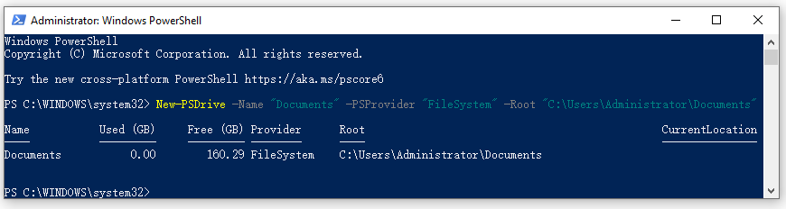 PowerShell map network drive to a local folder