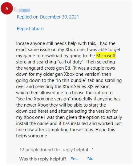 a user report from answers Microsoft forum