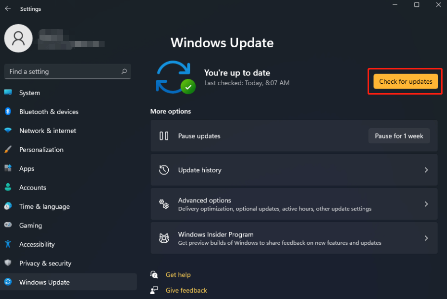 check for updates on Windows 11