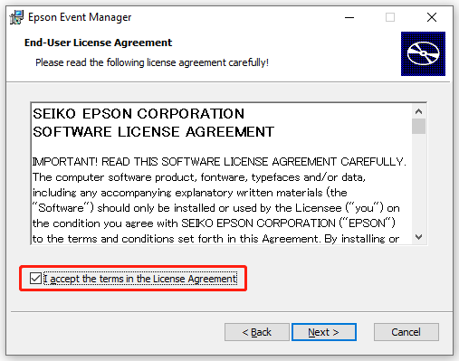 accept the license agreement of the EEM