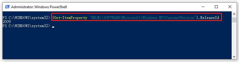 PowerShell get operating system version via ItemProperty