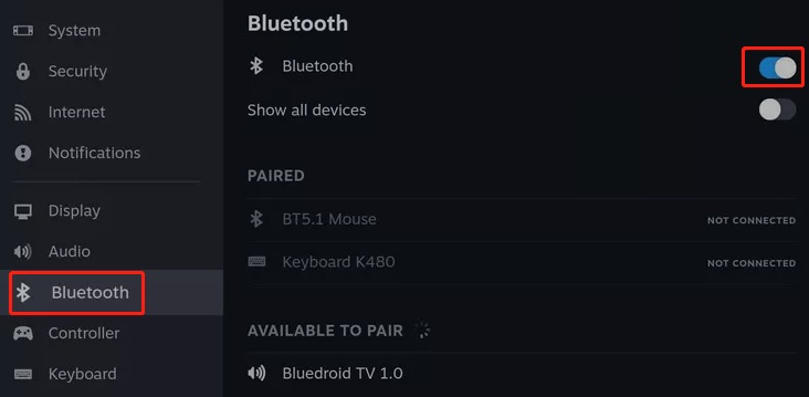 turn the Bluetooth on