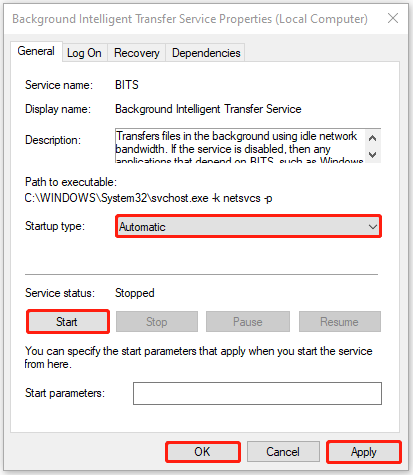 Modify the Windows services settings