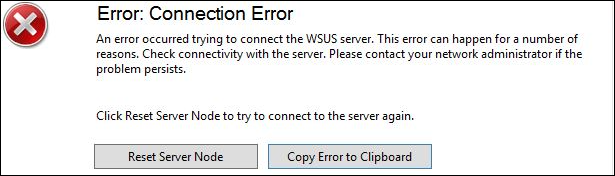 WSUS administration console connection error
