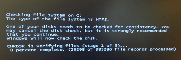 Chkdsk.exe runs on every boot
