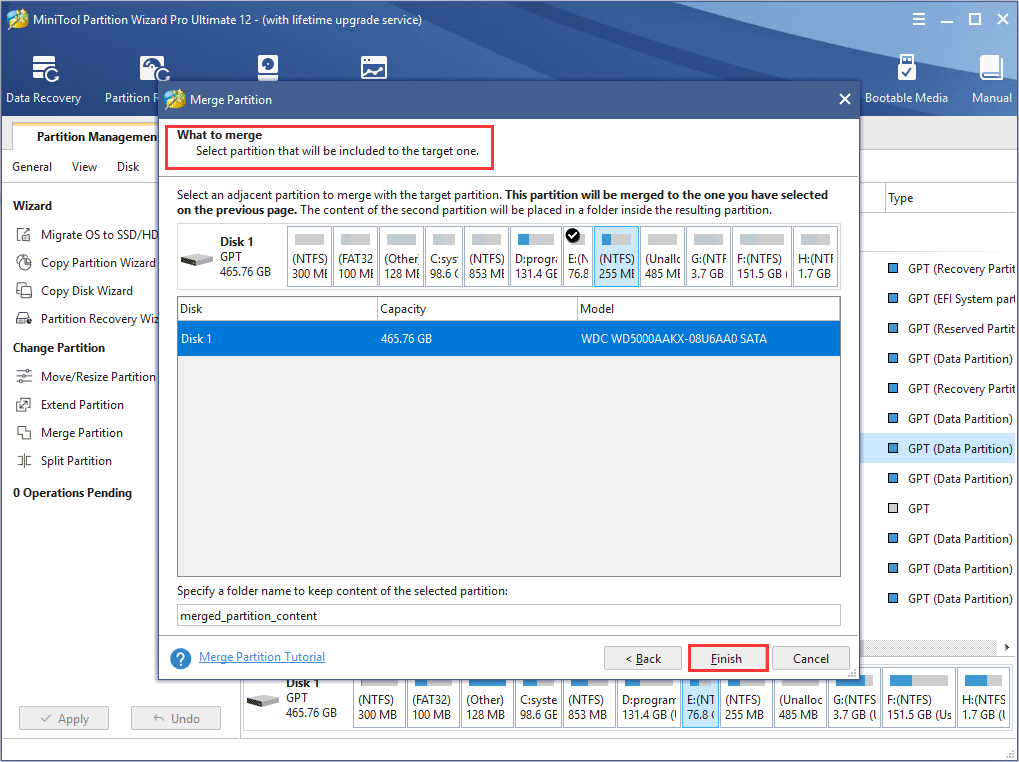 choose a partition to be included