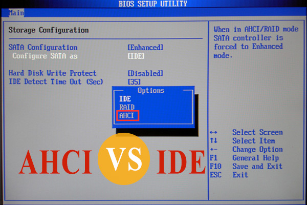 HDDのIDEモードとAHCIモードの違いは何ですか？