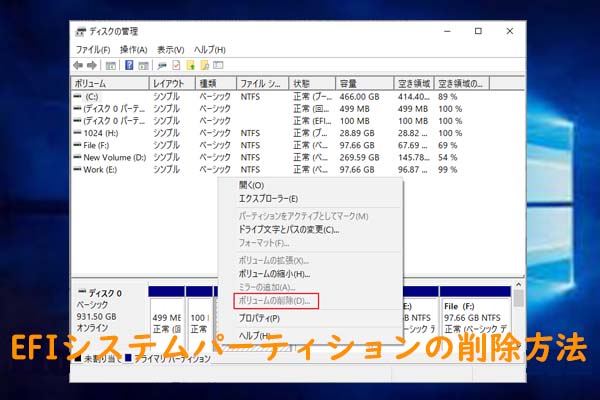 Windows10 / 8/7でEFIシステムパーティションを削除する方法