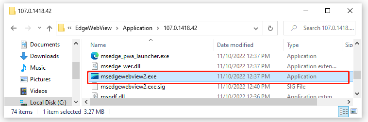 MSEdgeWebView2 exeファイル