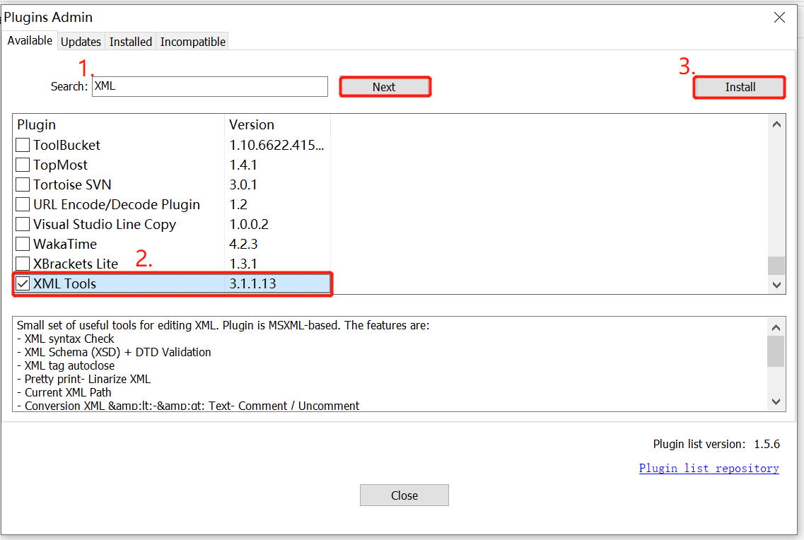 Notepad Plus Plus に XML ツールをインストールする