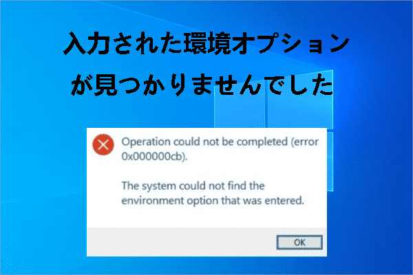 修正：入力された環境オプションが見つかりませんでした