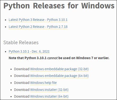 Pythonをダウンロード