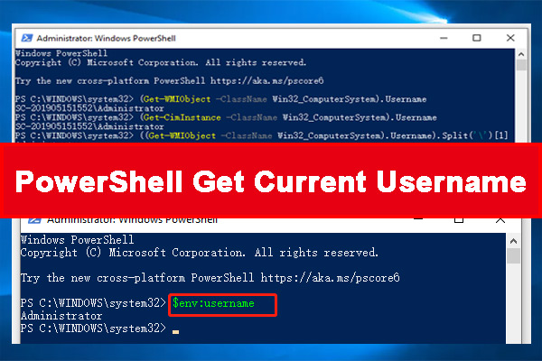Windows 11/10/8/7のPowerShellで現在のユーザー名を取得する方法
