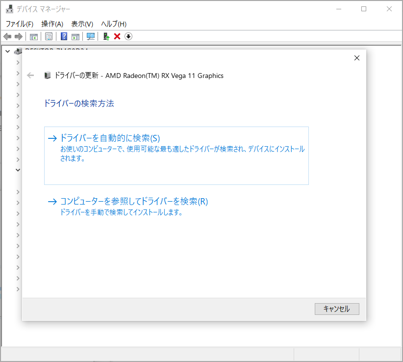 更新するオプションを選択