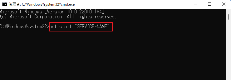 net start "SERVICE-NAME "