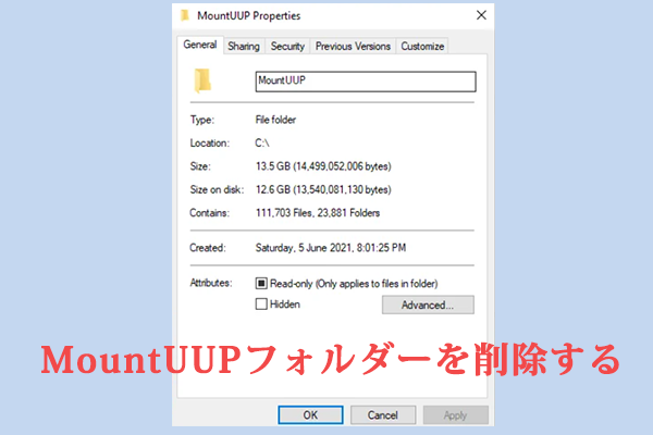 Windows 11で MountUUPフォルダーを削除する方法７選