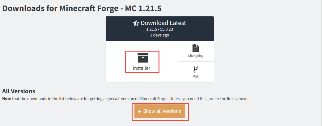 Minecraft Forgeのインストールツール